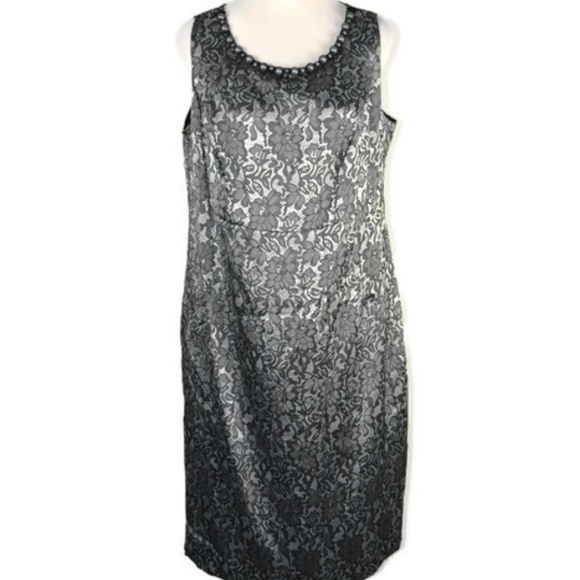 Lane Bryant Womens Dress Lace Overlay Silver 16 - Picture 1 of 5